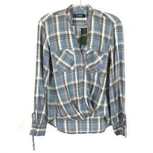 Lauren Ralph Lauren Blue and White Plaid Shirt